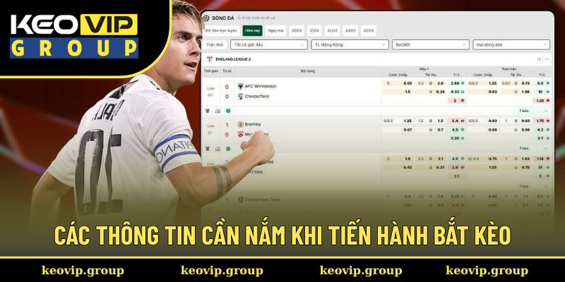 Các thông tin cần nắm khi tiến hành bắt kèo