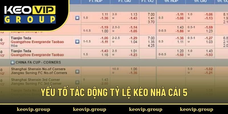 Yếu tố tác động đến tỷ lệ kèo nhà cái 5